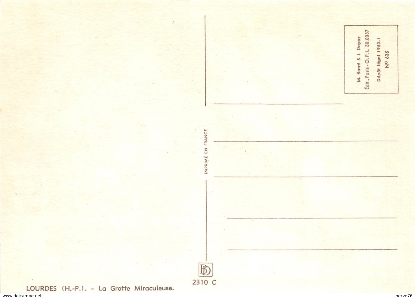 Illustrateur DUMARAIS - LOURDES - La Grotte Miraculeuse  - N° 2310 C - M. Barré & J. Dayez - Andere & Zonder Classificatie