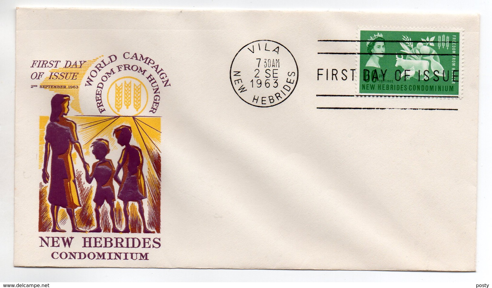 NEW-HEBRIDES - NOUVELLES HEBRIDES - ENVELOPPE 1er JOUR - FDC - WORLD CAMPAIGN FREEDOM FROM HUNGER - 1963 - - FDC