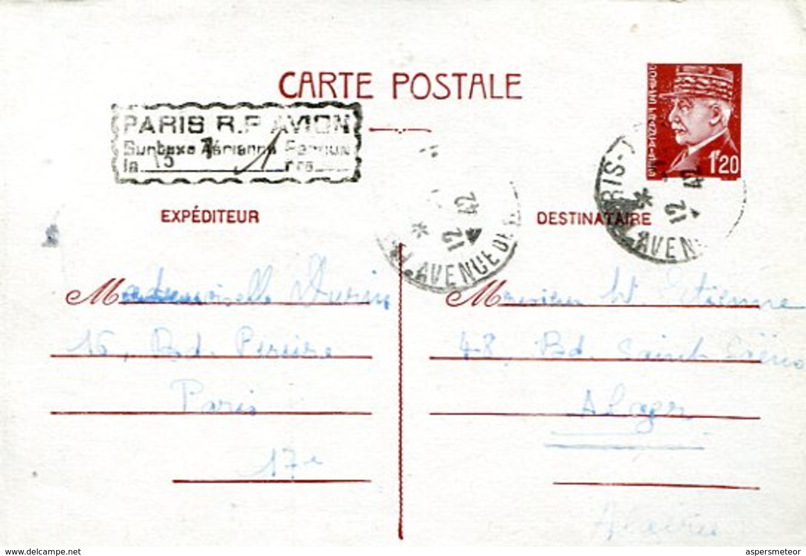 CARTA POSTALE CIRCULADA  PARIS POR AVION  ZTU. - Other & Unclassified