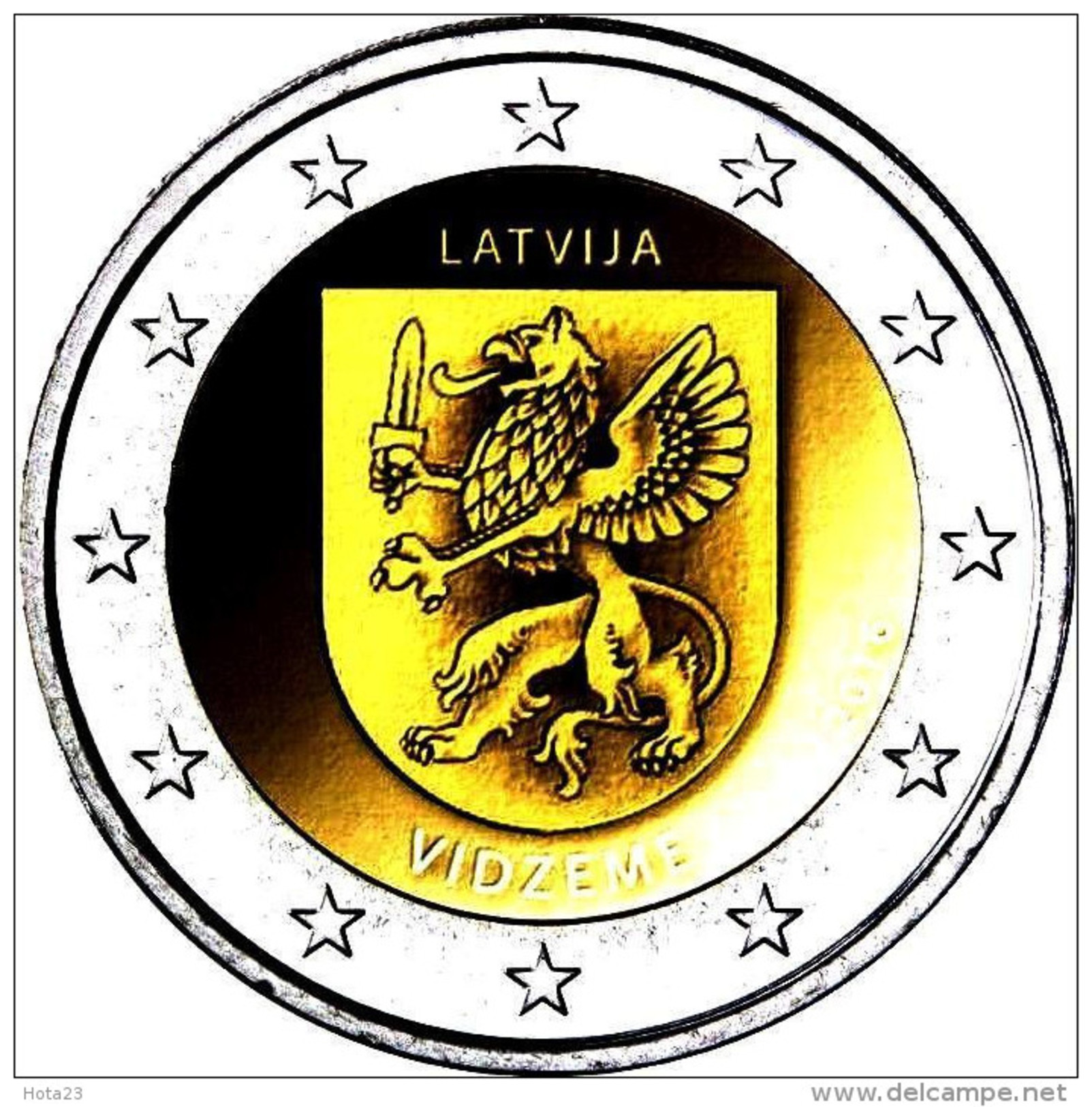 2 Euro Lettonia  Lettland Latvia 2016  Region Vidzeme -  LION / DRAGON SABER - COIN UNC FROM MINT ROLL - Latvia