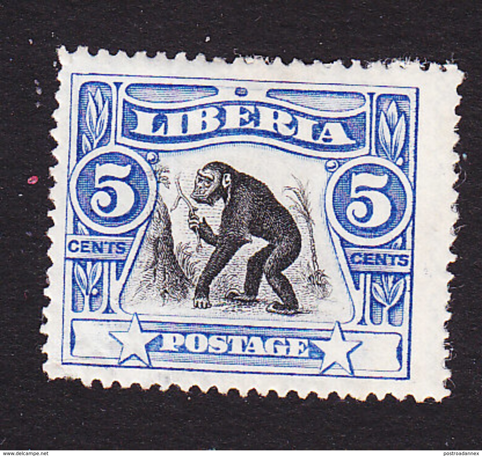 Liberia, Scott #103, Mint Hinged, Chimpanzee, Issued 1906 - Liberia