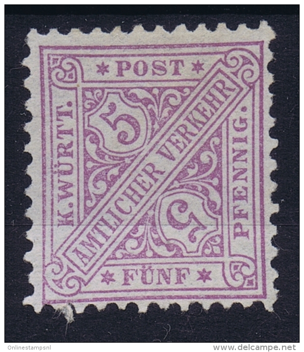 Würtemberg Dienstmarken 1881 Mi Nr 202 B Hell Violettblau Not Used (*) SG - Neufs