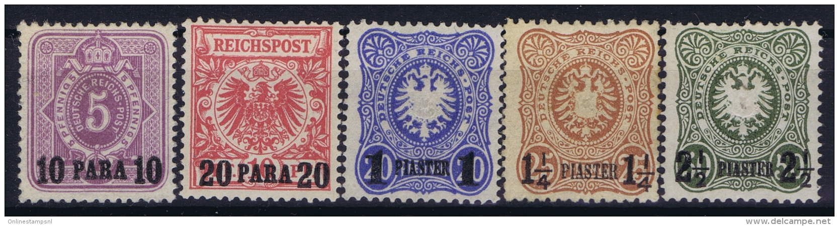 Deutsche Post In Türkei 1884 Mi Nr 1 - 5 MH/* Falz/ Charniere  + Not Used (*) - Deutsche Post In Der Türkei