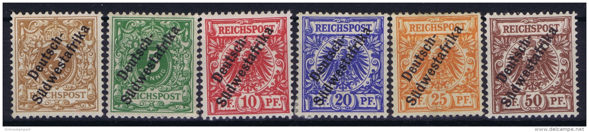 Deutsch Südwestafrika  Mi Nr 5 - 10 MH/* Falz/ Charniere  1898  3 Pf = (*) - Deutsch-Südwestafrika