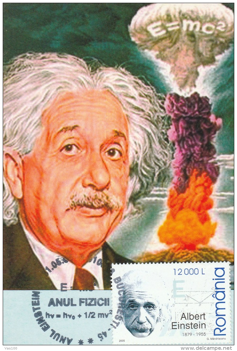 #BV6545 ALBERT EINSTEIN,ATOM,ENERGY,SCIENCE,C.M. CARTE MAXIMA,MAXIMUM CARD,2005,ROMANIA. - Albert Einstein