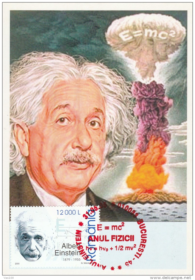 #BV6547 ALBERT EINSTEIN,ATOM,ENERGY,SCIENCE,C.M. CARTE MAXIMA,MAXIMUM CARD,2005,ROMANIA. - Albert Einstein