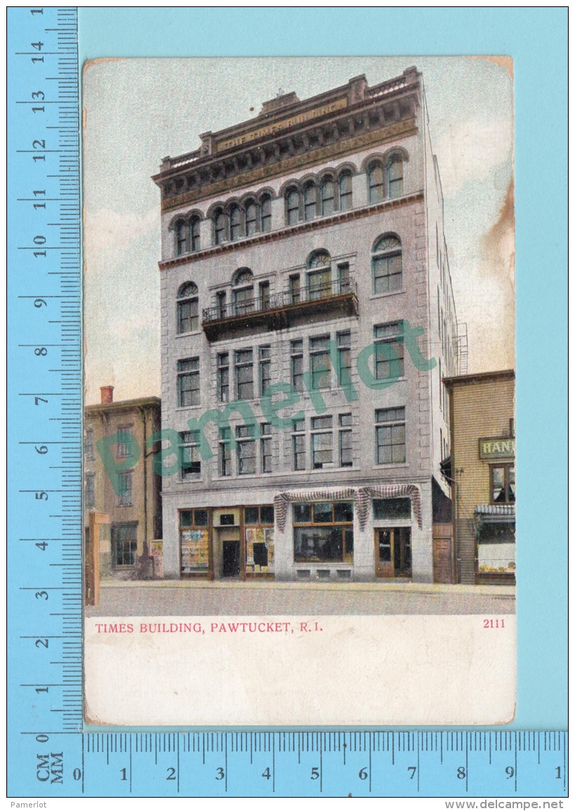 CPA Pawtucket R.I. -The Times Building -  Postcard Post Card 2 Scans - Pawtucket