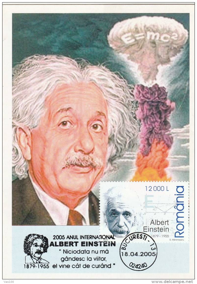 #BV6548 ALBERT EINSTEIN,ATOM,ENERGY,SCIENCE,C.M. CARTE MAXIMA,MAXIMUM CARD,2005,ROMANIA. - Albert Einstein