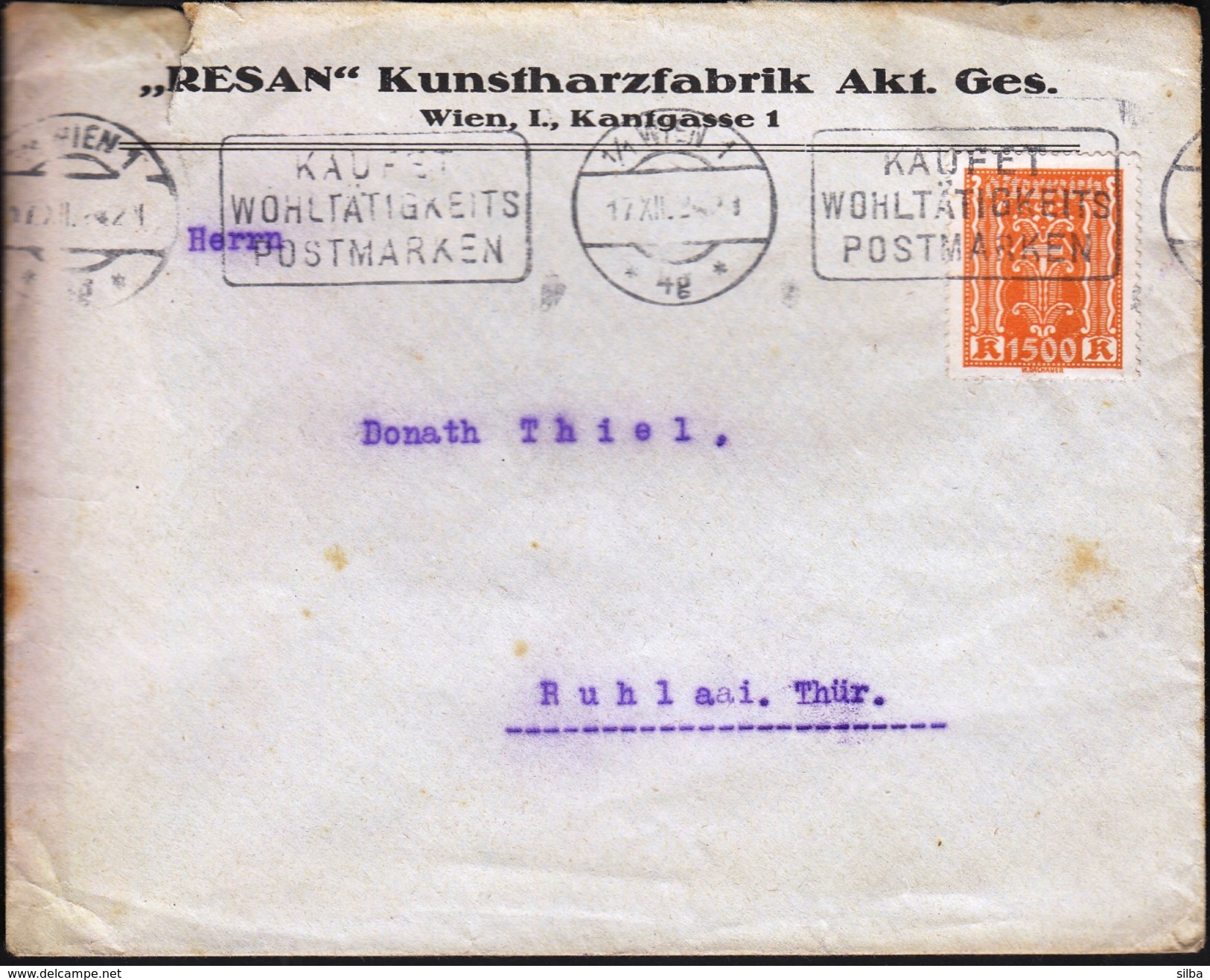 Austria Vienna 1922 / Resin Factory / Use Charity Stamps / Machine Stamp - Factories & Industries