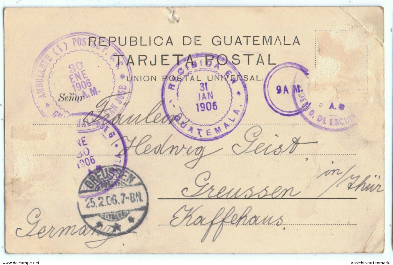 Guatemala Instituto Nacional, Alte Ansichtskarte 1906 - Guatemala