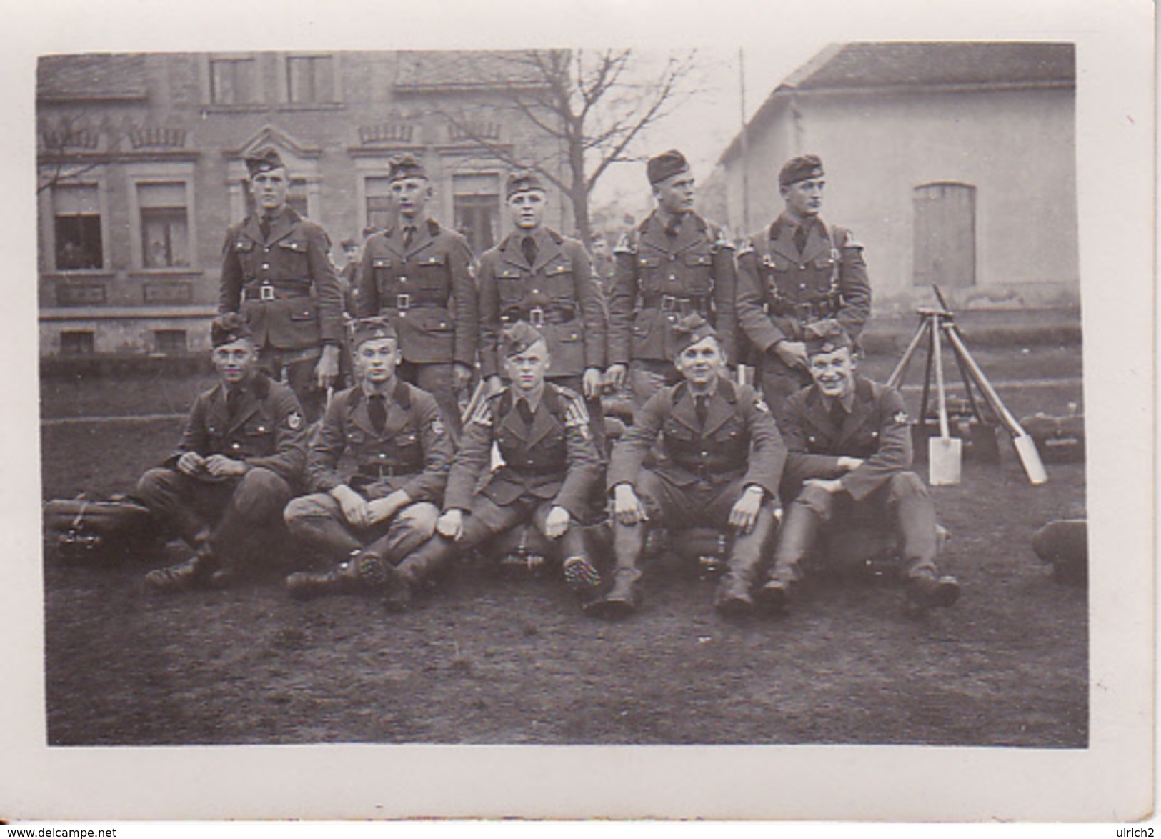 Foto Gruppe Deutsche Soldaten - Reichsarbeitsdienst - Rogätz - 2. WK - 8*5cm (26209) - Krieg, Militär