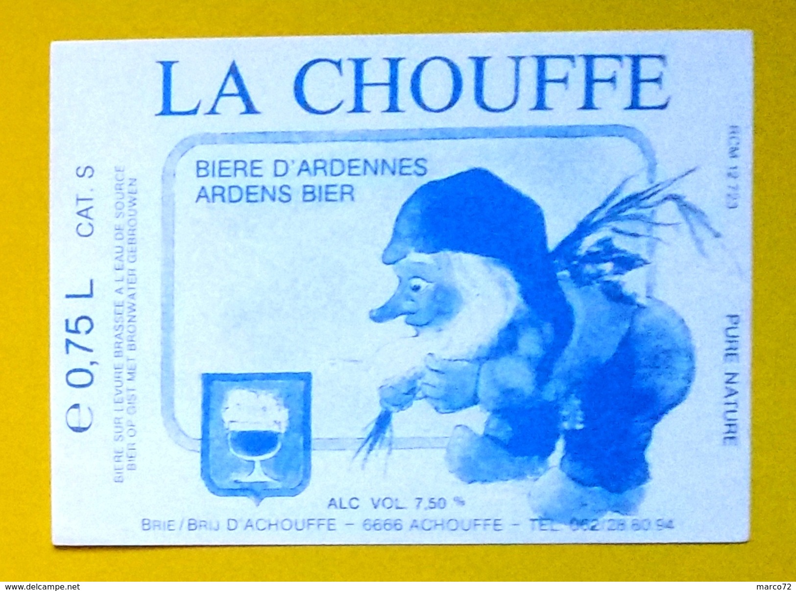 Beer Label Belgium Achouffe La Chouffe - Beer