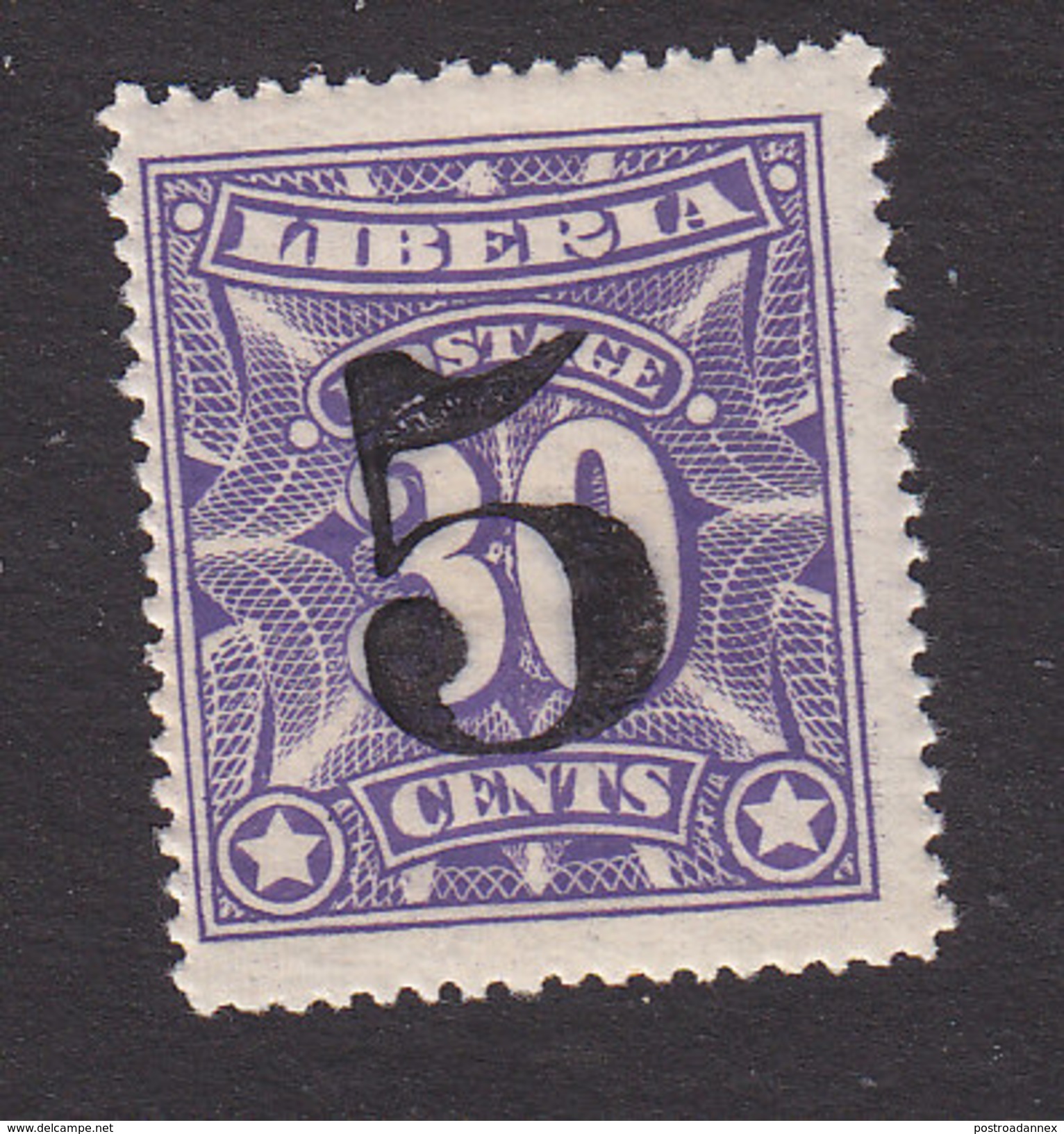 Liberia, Scott #130, Mint Never Hinged, Number Surcharged, Issued 1914 - Liberia