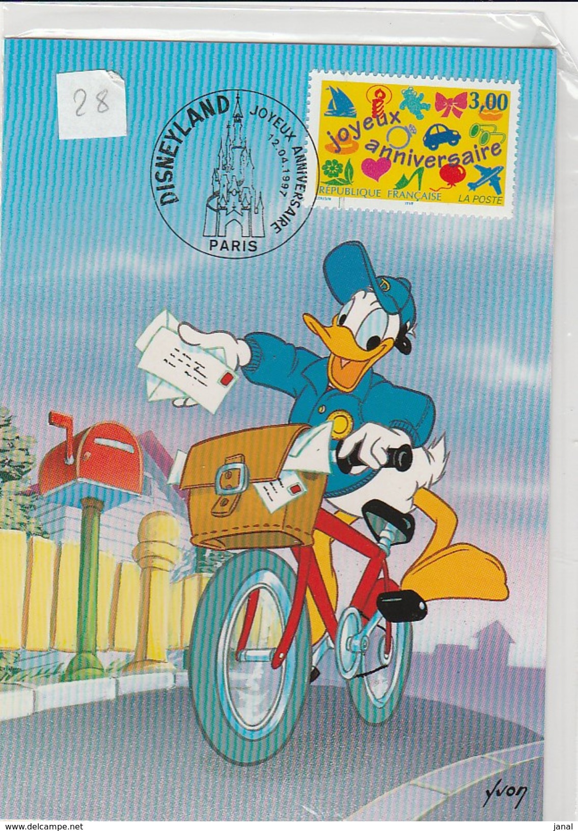 CARTE PRE-AFFRANCHIE - DISNEYLAND - PARIS - WALT DISNEY - DONALD - Disneyland