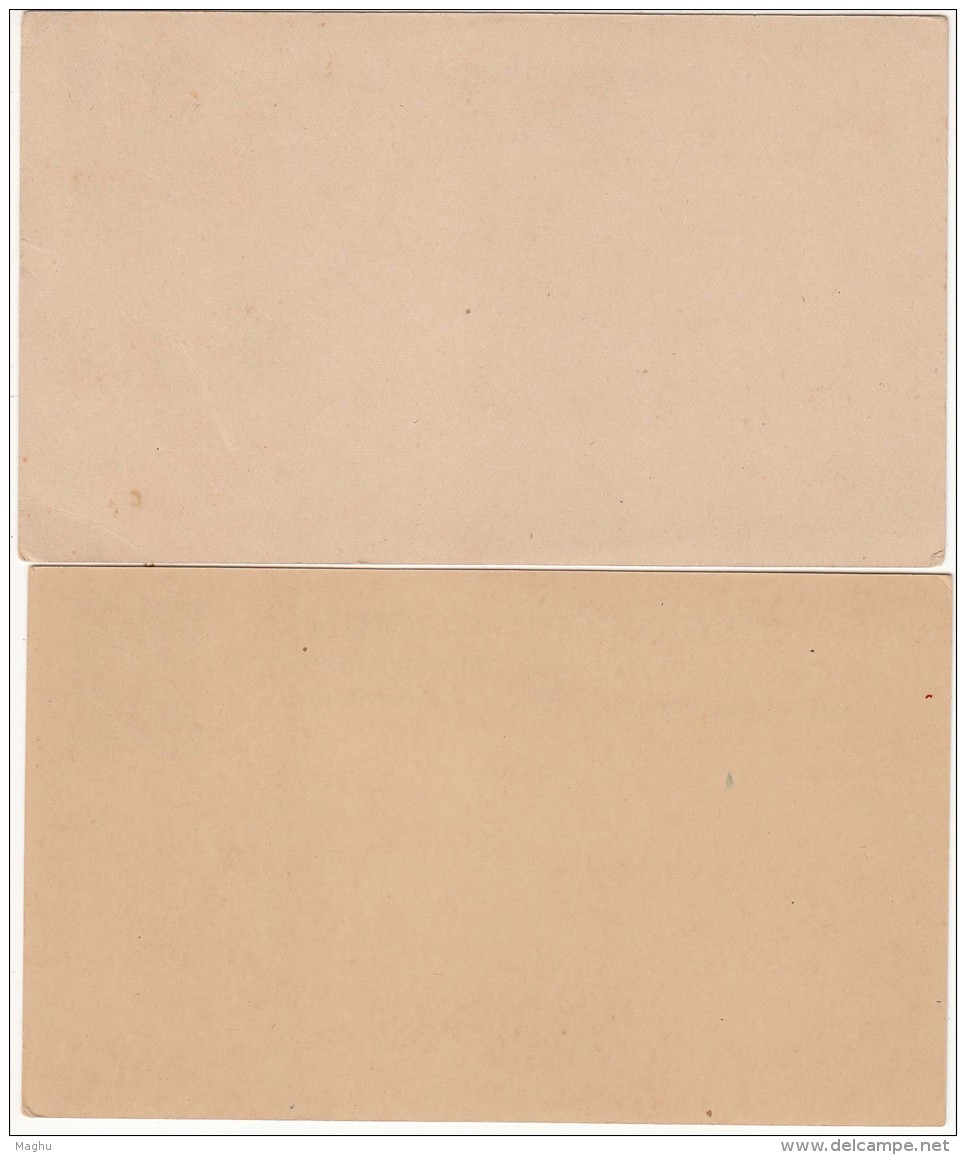 2 Diff., Varities / Shade,  Unused Travancore Cochin Postcard Elephant, Coneshell, Brit. India - Travancore-Cochin
