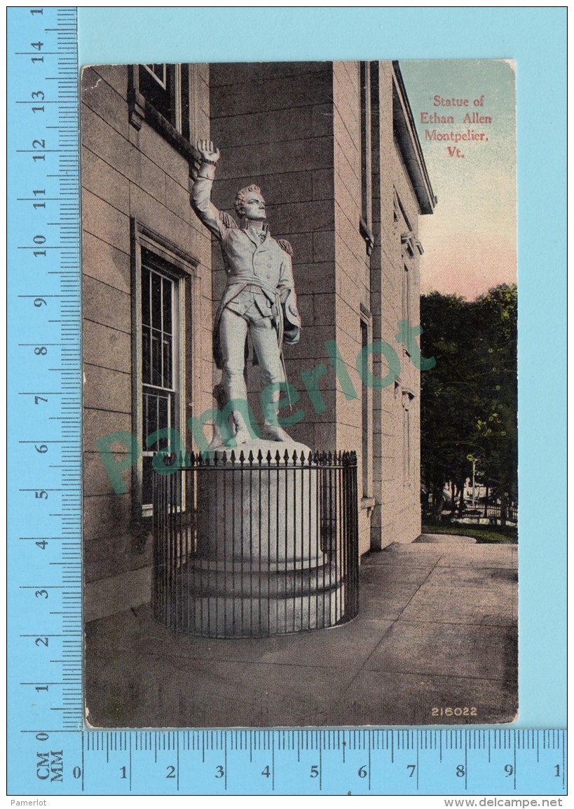 CPA Montpelier  VT. -Statue Of Ethan Allen , Leighton &amp;Valentine Editor-   Postcard Post Card 2 Scans - Montpelier