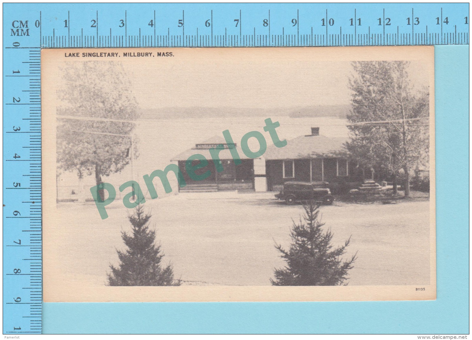 CPA Millbury Mass.- Old Cars In Front Of The Singletary Lake &amp;   Nook - Animated  Postcard Post Card 2 Scans - Minneapolis