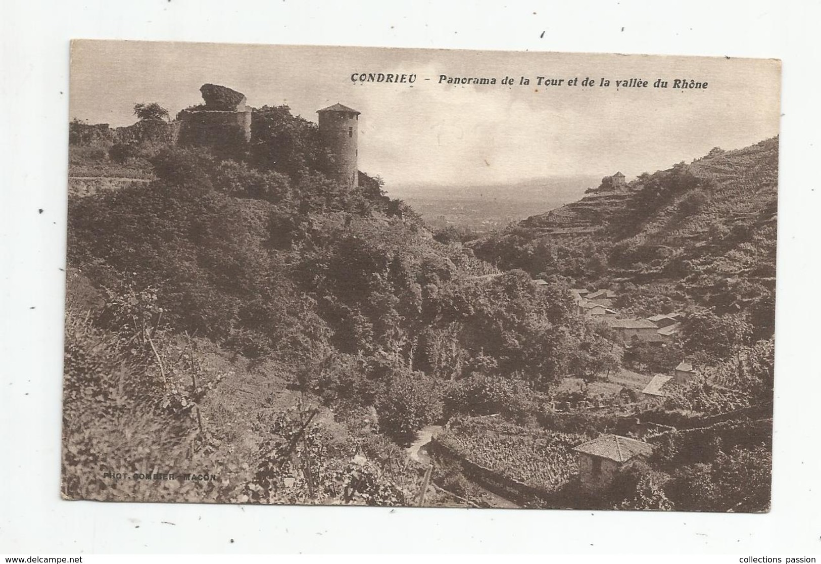 Cp , 69 , CONDRIEU , Panorama De La Tour Et De La Vallée Du Rhône , Voyagée 1931 - Condrieu