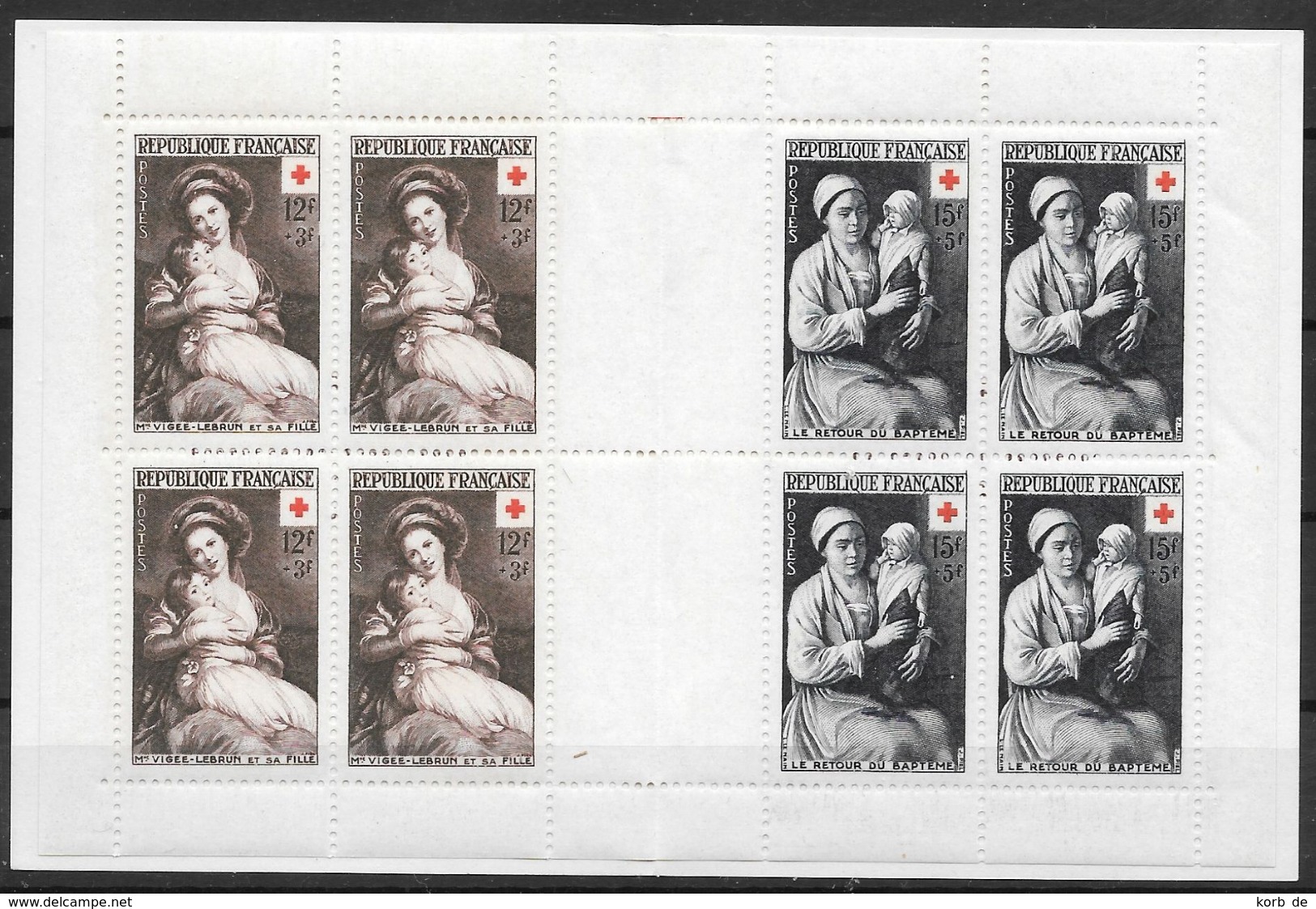 Frankreich 1953 / MiNr.  984 - 985 Markenheftchen  ** / MNH   (o3375) - Croix Rouge