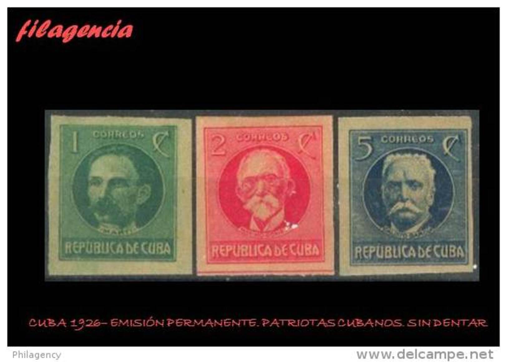 CUBA MINT. 1926-01 EMISION PERMANENTE. PATRIOTAS CUBANOS. EMISION SIN DENTAR - Neufs