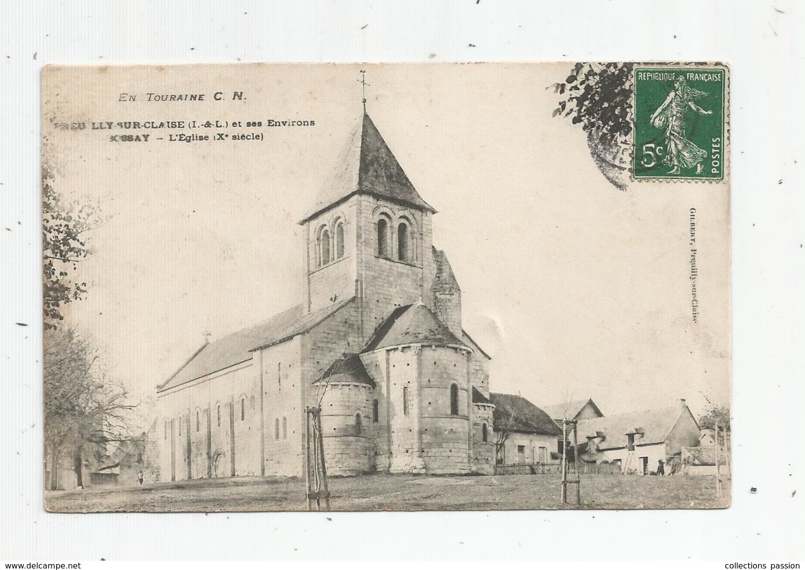 Cp , 37 , PREUILLY SUR CLAISE Et Ses Environs , BOSSAY , L'église , Voyagée 1909 - Andere & Zonder Classificatie