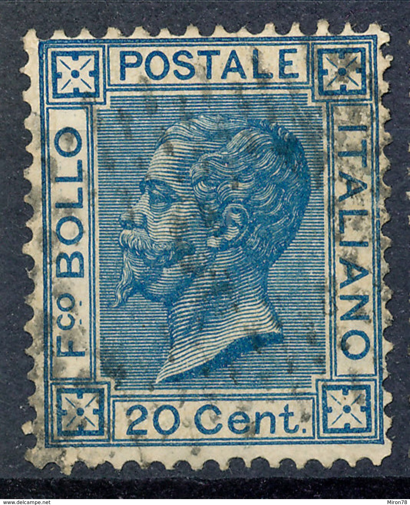 Stamp,Francobollo Italy 1867-77 20c King Victor Emmanuel II Used Lot#26 - Usati