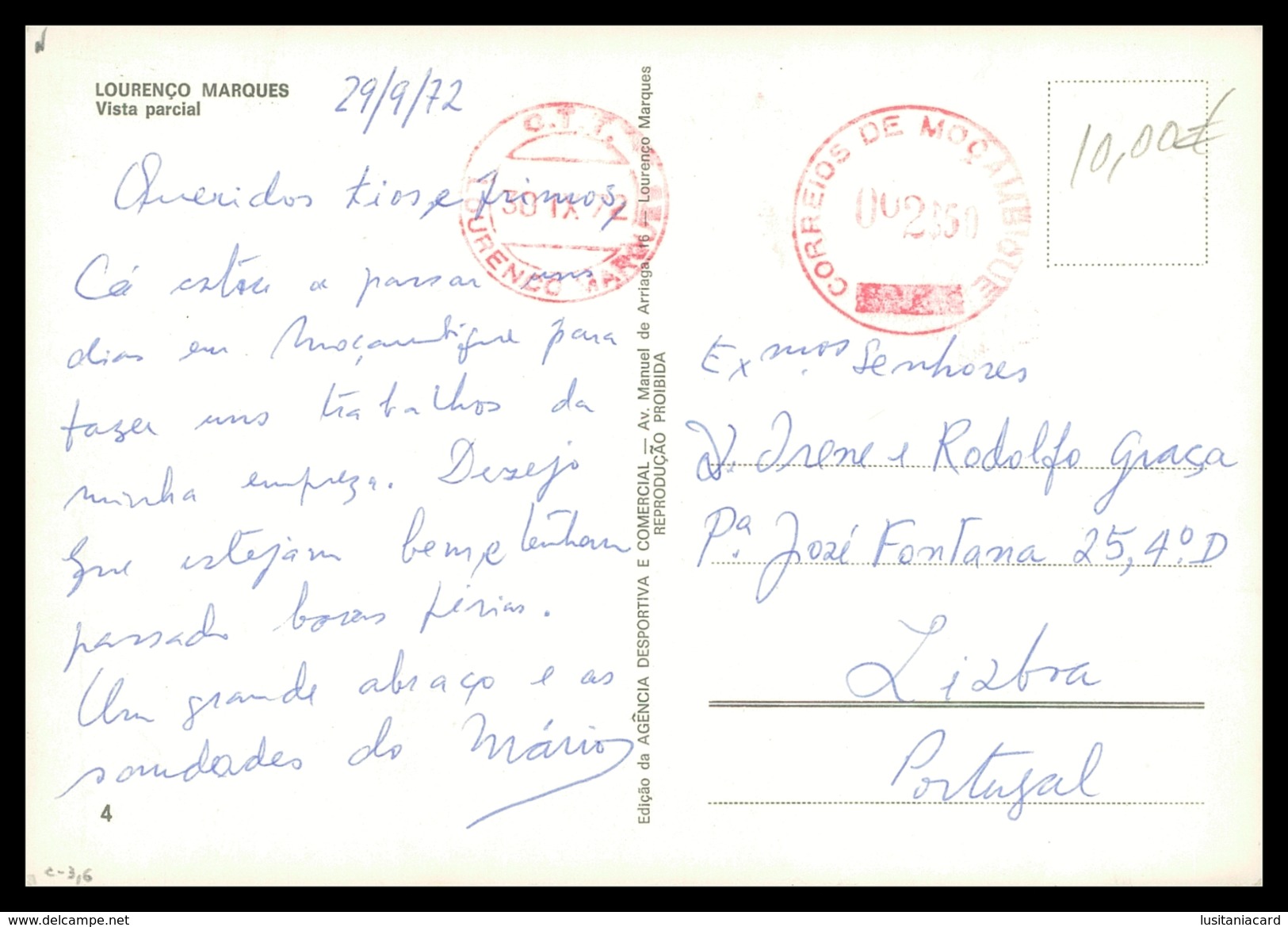 LOURENÇO MARQUES- Vista Parcial  (Ed.Agencoa Desportiva E Comercial Nº4) Carte Postale - Mozambico