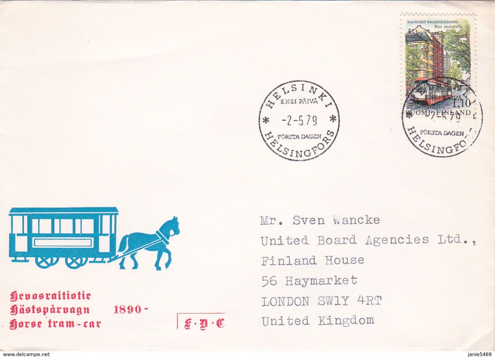 Finland 1979 Horse Tram  FDC - Tramways