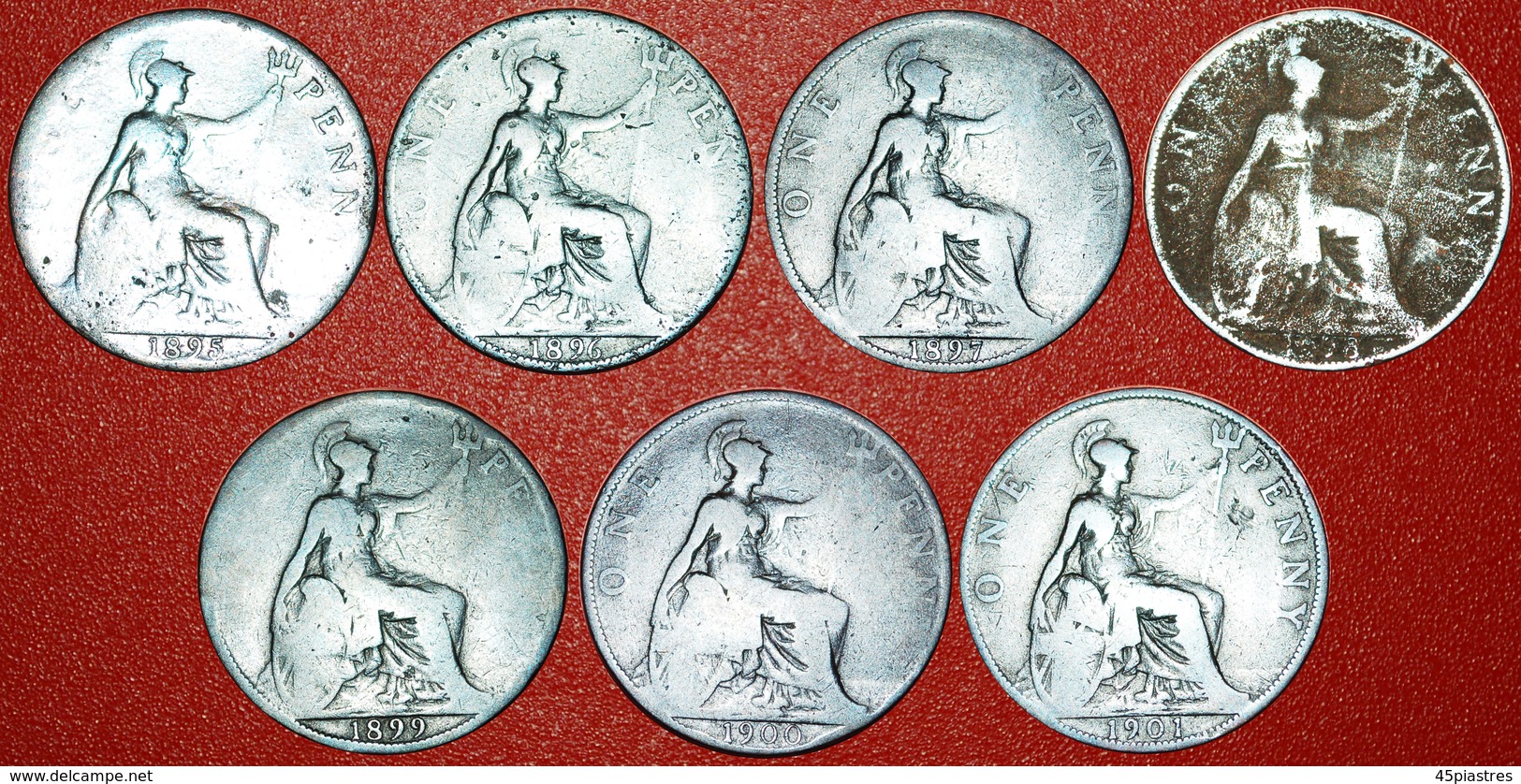 § MISTRESS OF SEAS: UNITED KINGDOM&#x2605;COMPLETE SET OF PENNY 1895-1901! LOW START&#x2605; NO RESERVE&#x2605;VICTORIA - Colecciones