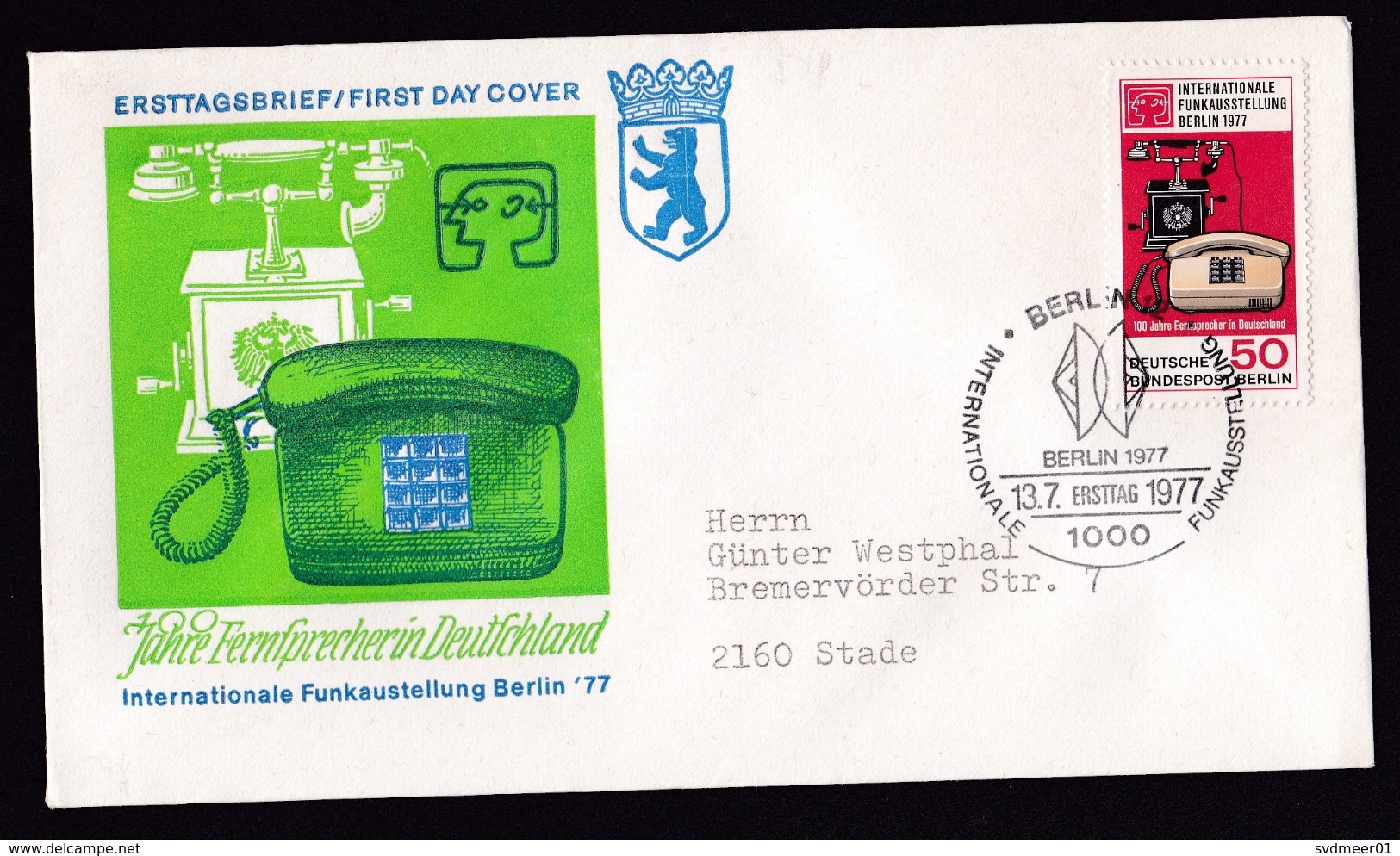 Germany Berlin: FDC First Day Cover, 1977, 1 Stamp, Classic & Modern Telephone, Telecommunication (traces Of Use) - Brieven En Documenten