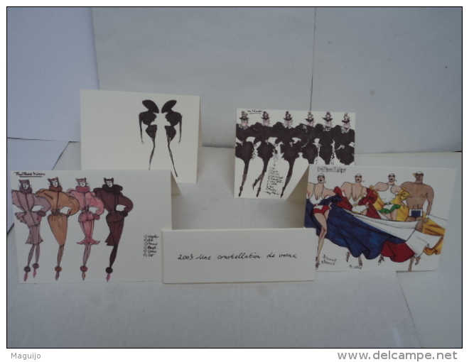 MUGLER " LOT 4 CARTES  DE VOEUX 2002/ 2003  CIRQUE D'HIVER  + QQES  CARTES  KDO  LIRE ET VOIR !! - Miniatures Femmes (sans Boite)