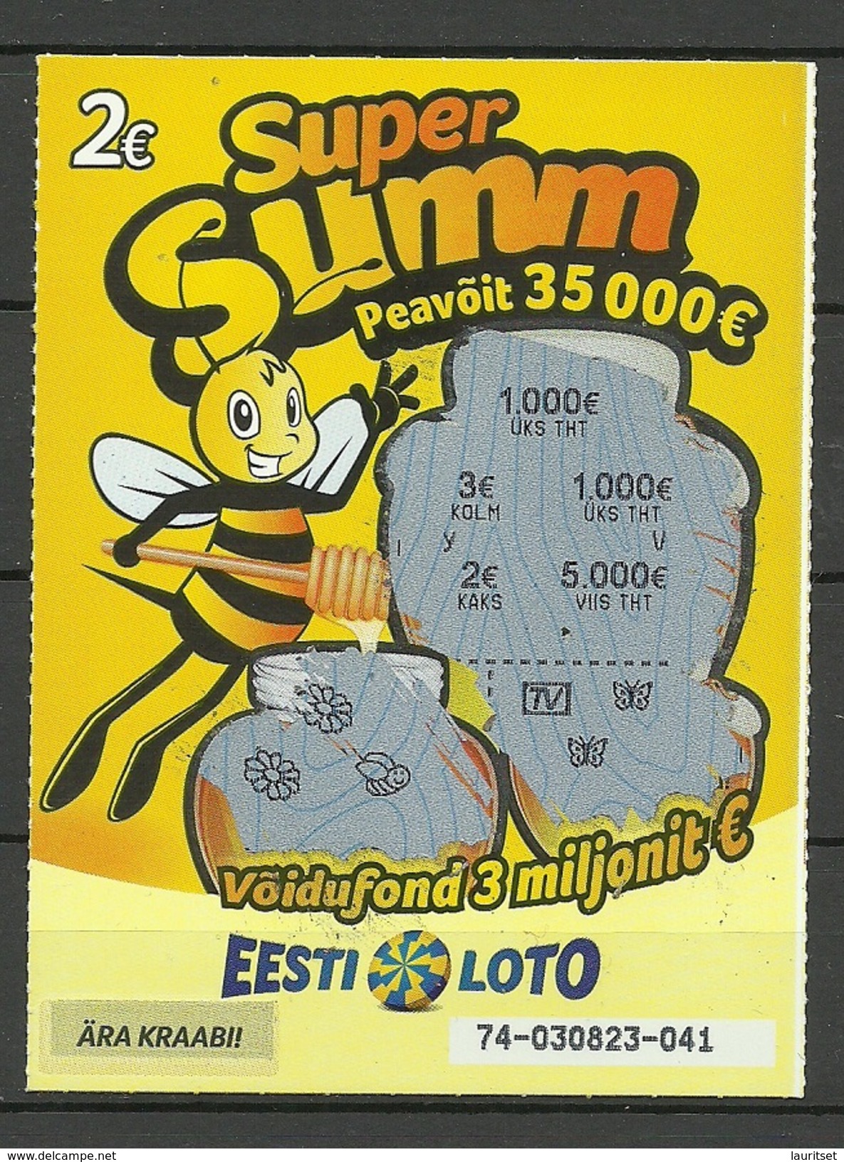 ESTLAND Estonia Estonie Lotto Lottery Ticket - Lottery Tickets