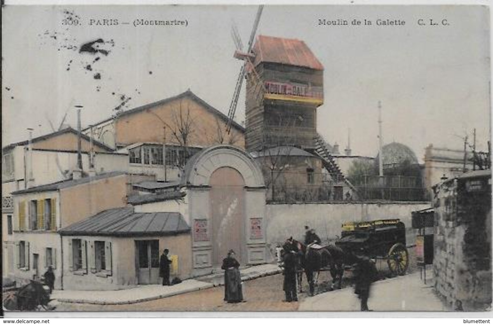 CPA Montmartre Paris XVIIIe Circulé Attelage Moulin - Distretto: 18