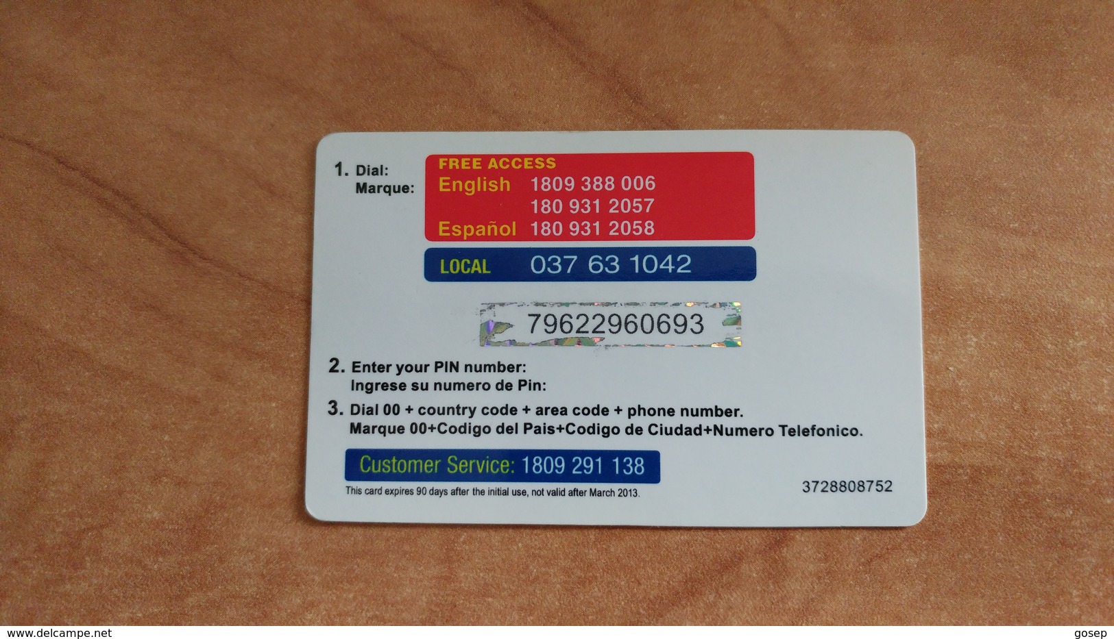 Israel-latina-(1)-tarjeta Telefonica International-(70unidades)--3/2013-used Card - Israel