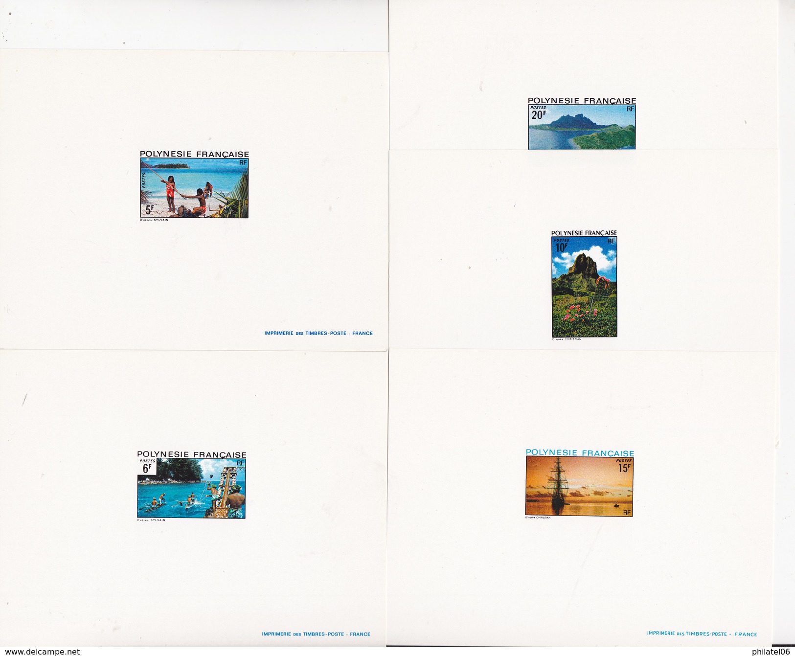 POLYNESIE FRANCAISE  5 EPREUVES DE LUXE  PAYSAGES - Imperforates, Proofs & Errors