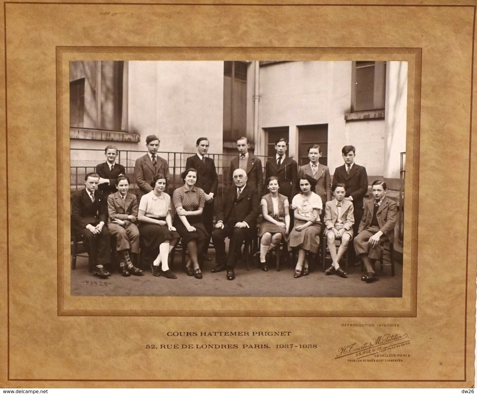 Photo De Groupe - Cours Hattemer Prignet Paris 1937-1938 - Classe 3ème A2 (?) - Sonstige & Ohne Zuordnung