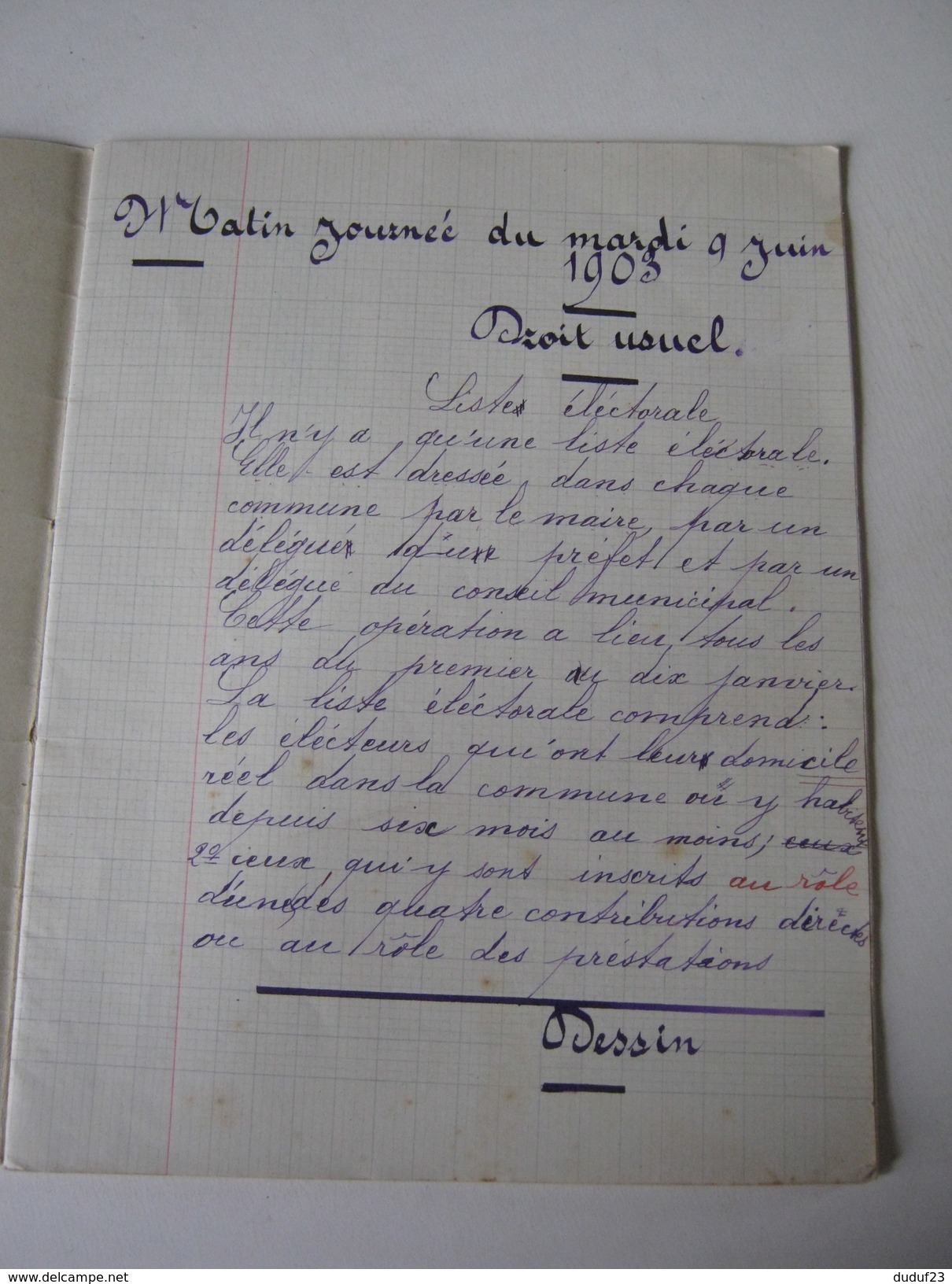 CAHIER ECOLE 1903 ENTIEREMENT ECRIT LA BATAILLE DE RAVENNE ( TABLEAU DE SCHUTZ Musée De Versailles ) Imp F. LEVE - Enfants