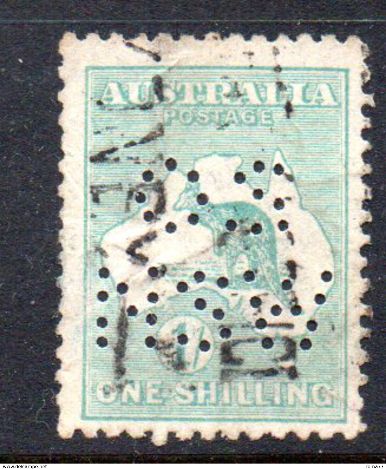 Y1907 - AUSTRALIA , 1 Shilling Usato Punctured OS  NSW . Fil Crown On A - Oblitérés