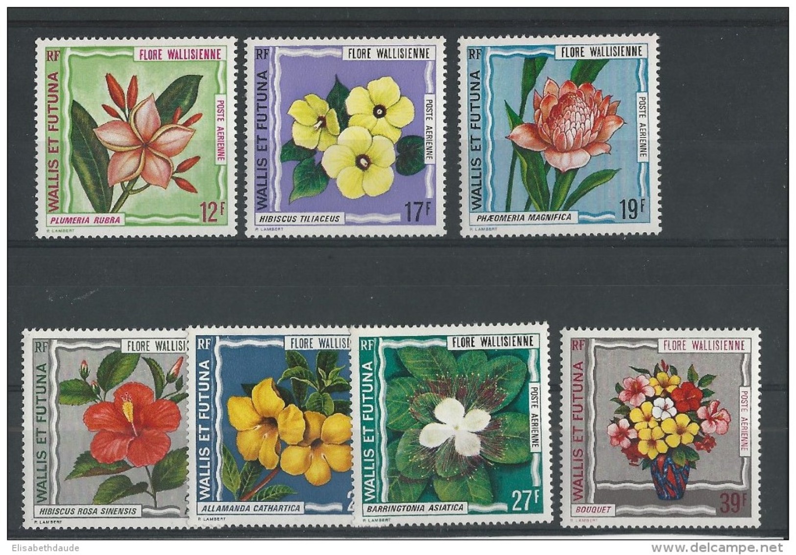 WALLIS - 1973 - POSTE AERIENNE YVERT N° 49/55 ** MNH - COTE = 32.5 EUROS - FLORE - Nuevos