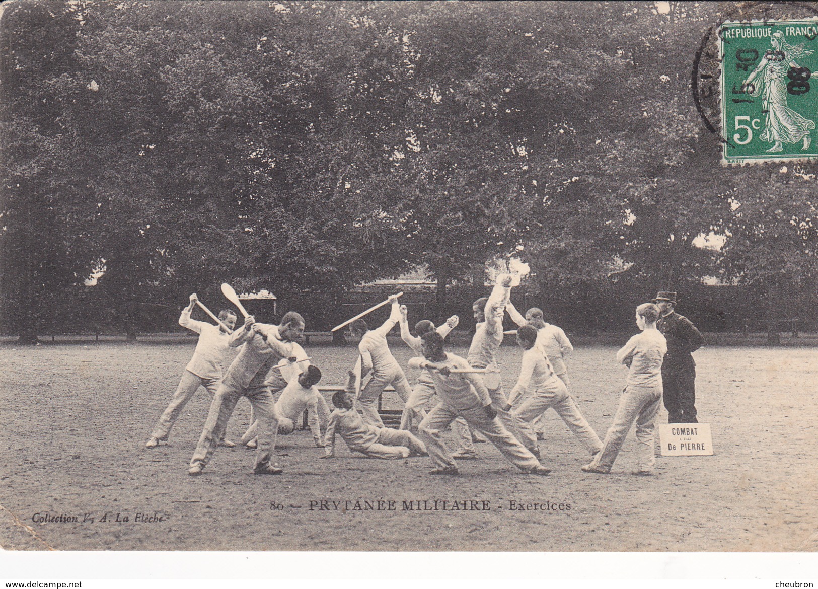 72. LA FLECHE. CPA ASSEZ RARE .PRYTANEE MILITAIRE. EXERCICES DE COMBAT. ANNÉE 1908.. - La Fleche