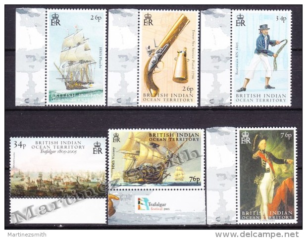 British Indian Ocean 2005 Yvert 311- 16, Trafalgar Battle Bicentenary - Ships - MNH - British Indian Ocean Territory (BIOT)