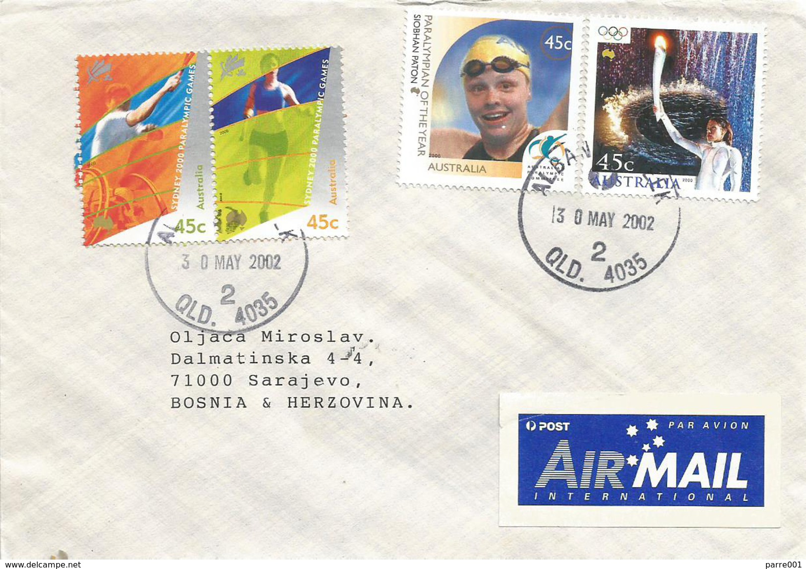 Australia 2002 Albany Creek Tennis Running Swimming Paralympics Cover - Brieven En Documenten