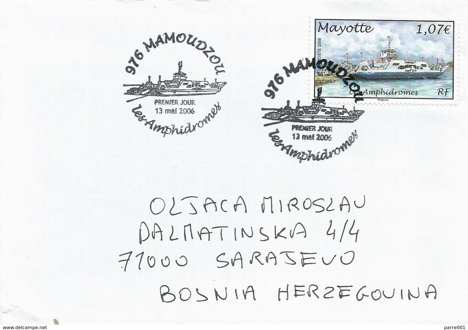Mayotte 2006 Mamoudzou Ferry FDC Cover - Brieven En Documenten