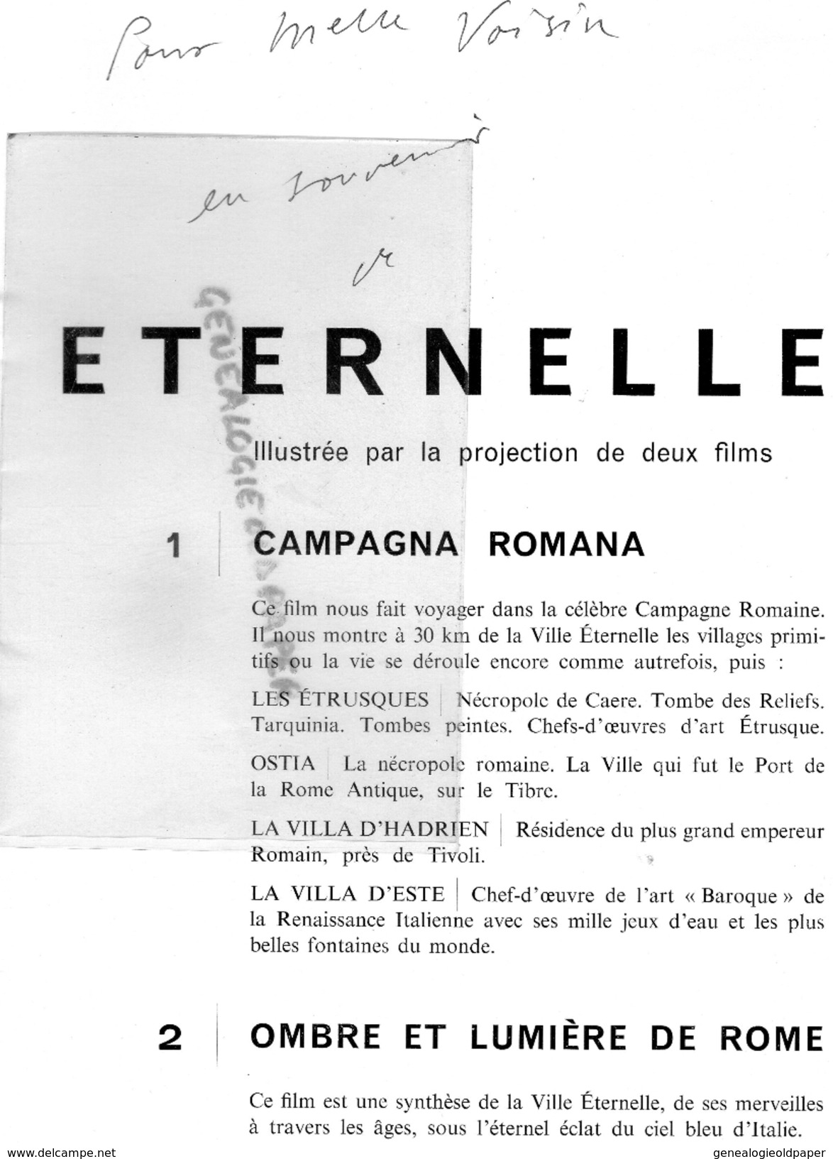 ITALIE- ROME ETERNELLE- CAMPAGNA ROMANA- MARIO RUSPOLI-CONNAISSANCE DU MONDE-OSTIE- VILLA HADRIEN-FORUM-CAPITOLE-VATICAN - Dépliants Touristiques