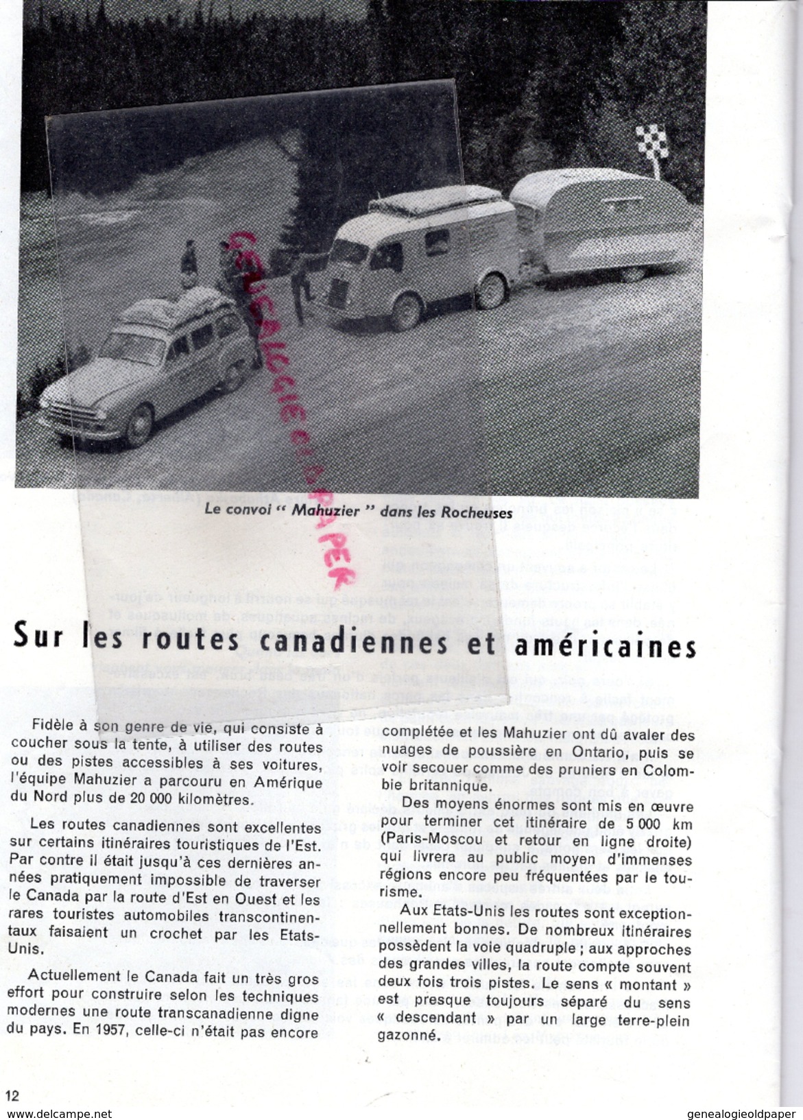 CANADA -OURS FAIT AUTO STOP- LES MAHUZIER L' AMERIQUE-1957- QUEBEC-ONTARIO-ALBERTA-COLOMBIE- BISONS ELK ISLAND-KOOTENAY