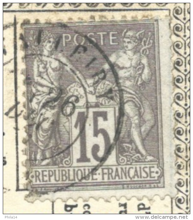 CP N° 77 SAGE 10c GRIS SUR CARTE  VALLERY  POUR GENEVE  1877 - 1877-1920: Periodo Semi Moderno