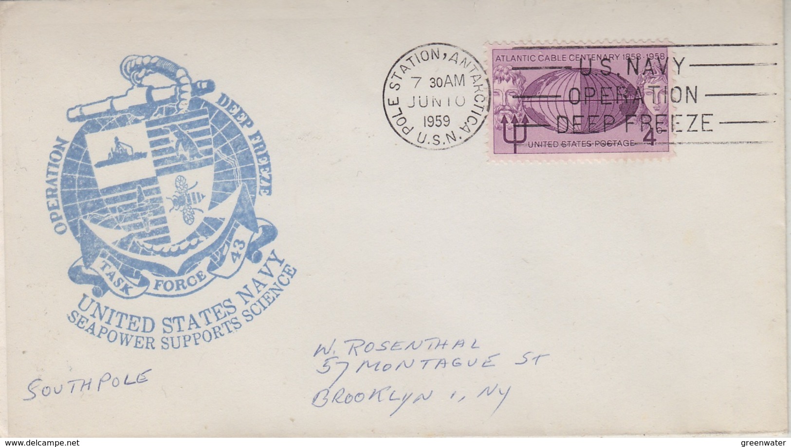 USA Operation Deep Freeze 1959 Ca Pole Station Antarctica Cover (34224) - Navires & Brise-glace