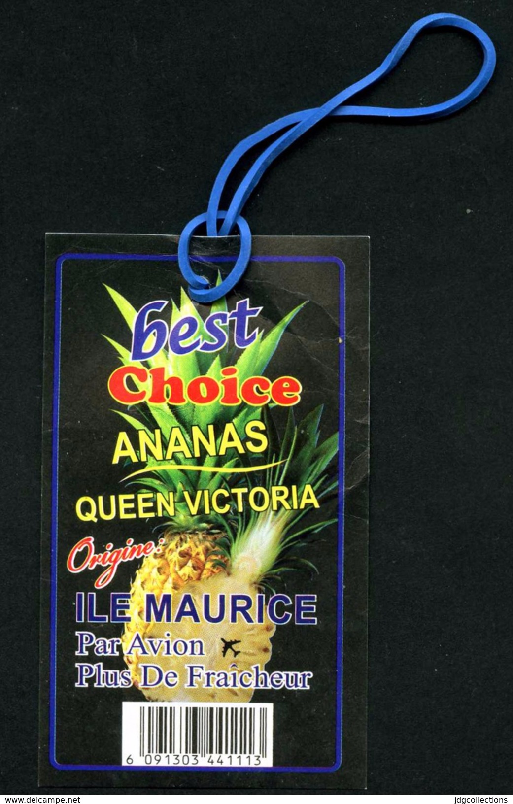 # PINEAPPLE QUEEN VICTORIA ILE MAURICE MAURITIUS Fruit Tag Balise Etiqueta Anhanger Ananas Pina Par Avion By Air Jet - Fruits & Vegetables