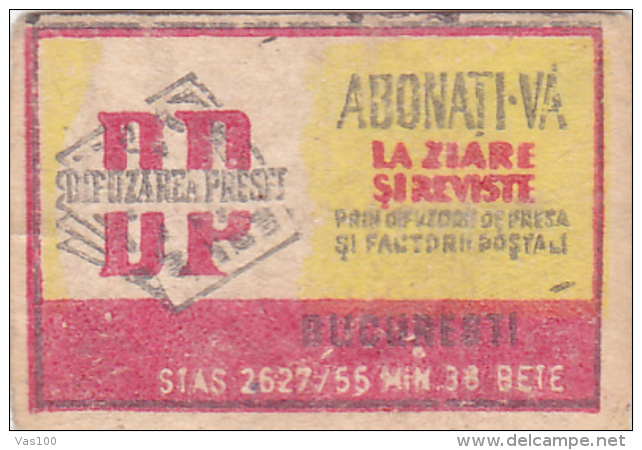 #BV6575  PRESS,MEDIA,D.P.,MATCHBOX LABEL,ROMANIA. - Zündholzschachteletiketten