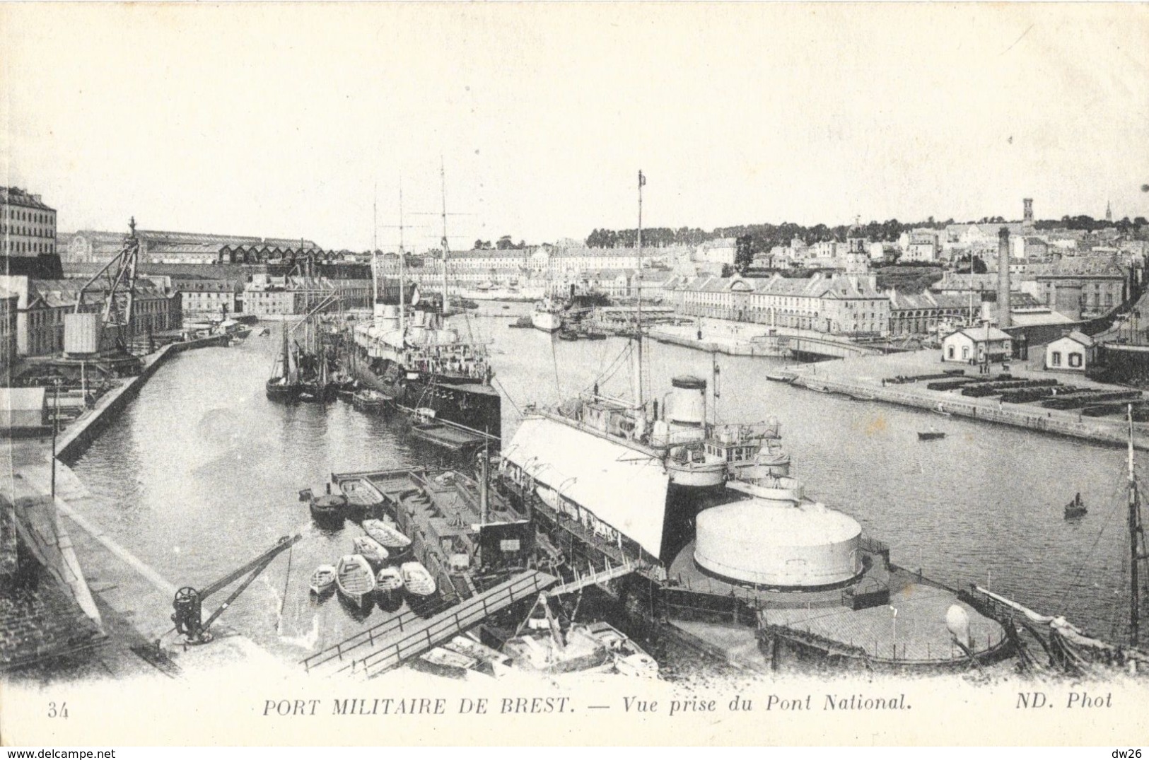 Port Militaire De Brest - Vue Prise Du Pont National - Carte ND Phot. N° 34 - Brest